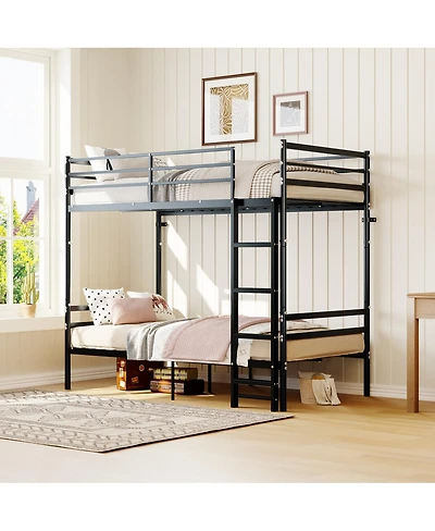 Streamdale Furniture Over Twin Metal Bunk Bed with Flat Ladder