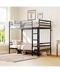 Streamdale Furniture Over Twin Metal Bunk Bed with Flat Ladder