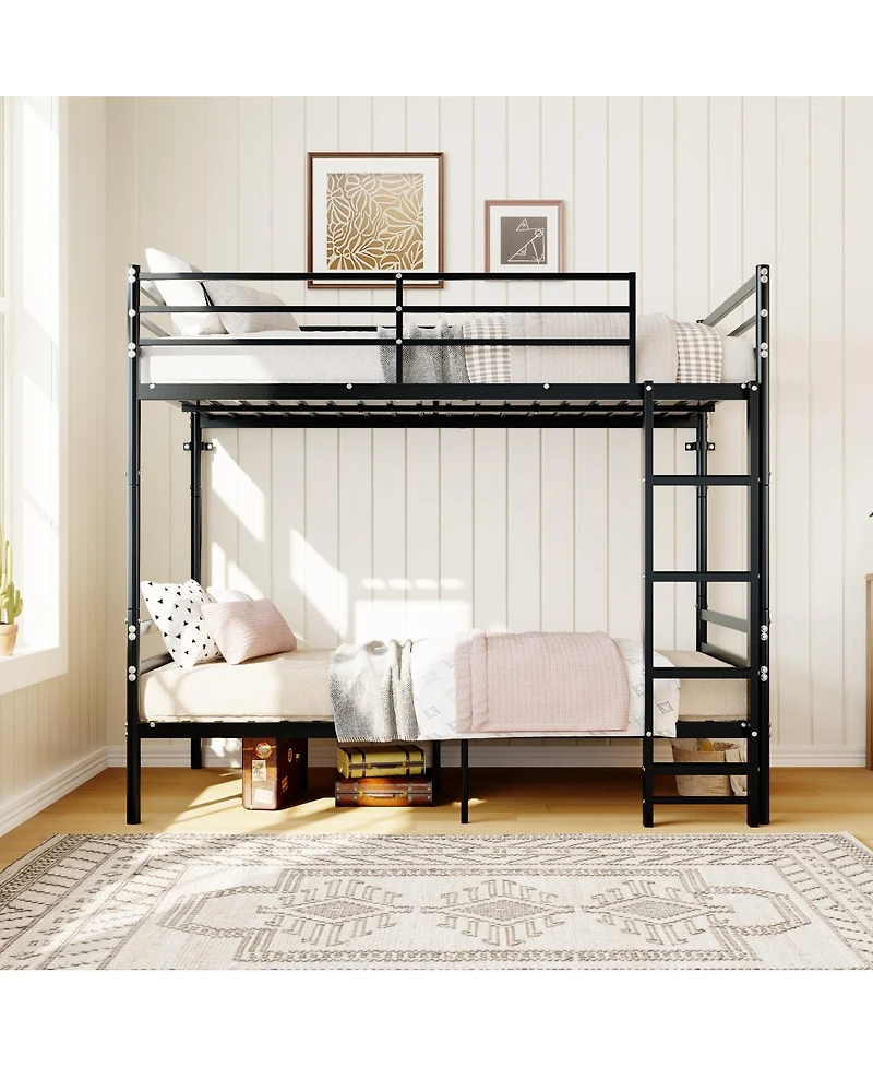 Streamdale Furniture Over Twin Metal Bunk Bed with Flat Ladder