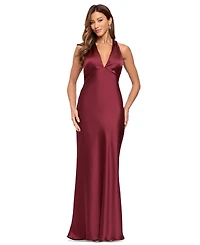Xscape Women's Satin Halter Neck Long Dress