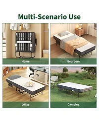 Streamdale Furniture 75" Folding Bed with 5" Memory Foam Mattress, Heavy-Duty Rollaway Guest Bed