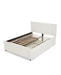 Streamdale Furniture Queen Size Channel Tufted Upholstered Bed with Storage Drawers and Trundle