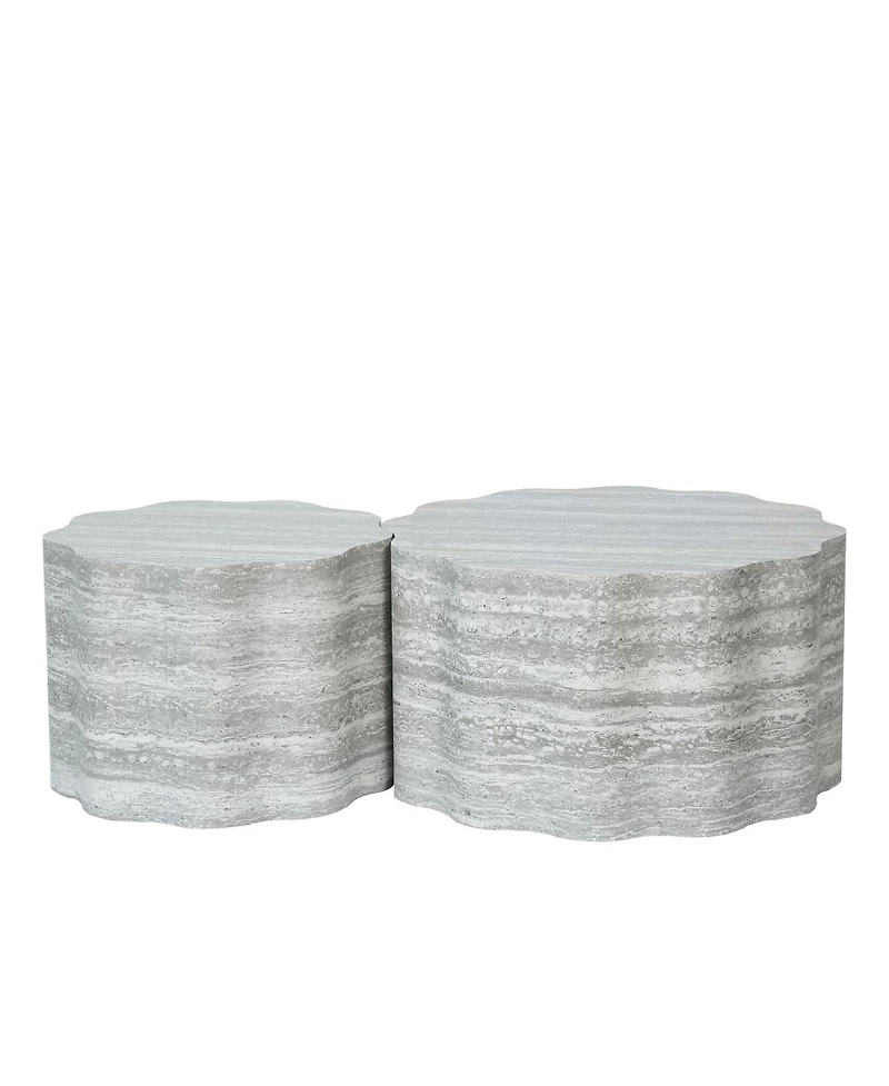 Streamdale Furniture Set of 2 Round Faux Marble Modern Minimalist Coffee Tables