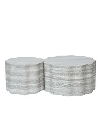 Streamdale Furniture Set of 2 Round Faux Marble Modern Minimalist Coffee Tables