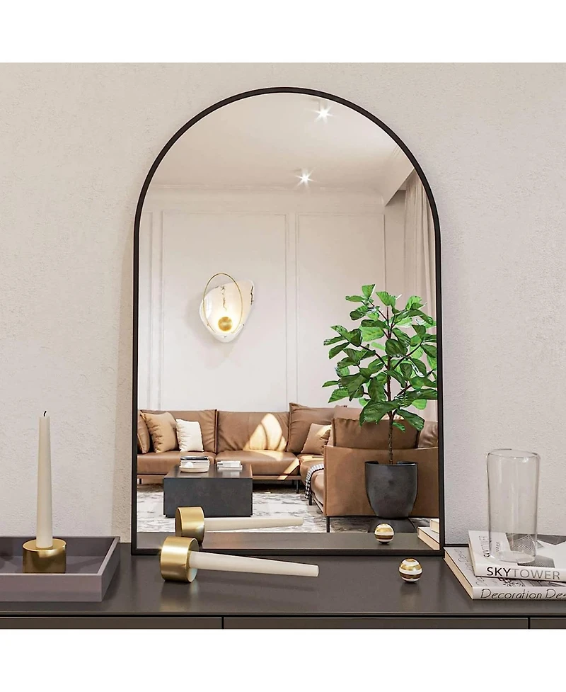 Busdays 30 x Inch Metal Framed Arched Bathroom Mirror for Wall