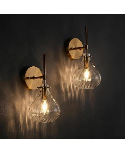 Tribesigns Wall Sconce Set of 2, Wall Lamp with Clear Glass Shade, Elegant Bathroom Vanity Wall Light Fixtures with E12 Base (bulbs not included)