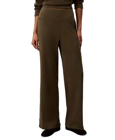 Calvin Klein Performance Women's Pull-On Waffle-Knit Relaxed-Fit Straight-Leg Pants