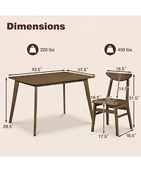 Gymax 5 Piece Solid Wood Dining Table Set Mid Century Kitchen Table and Chairs Set for 4