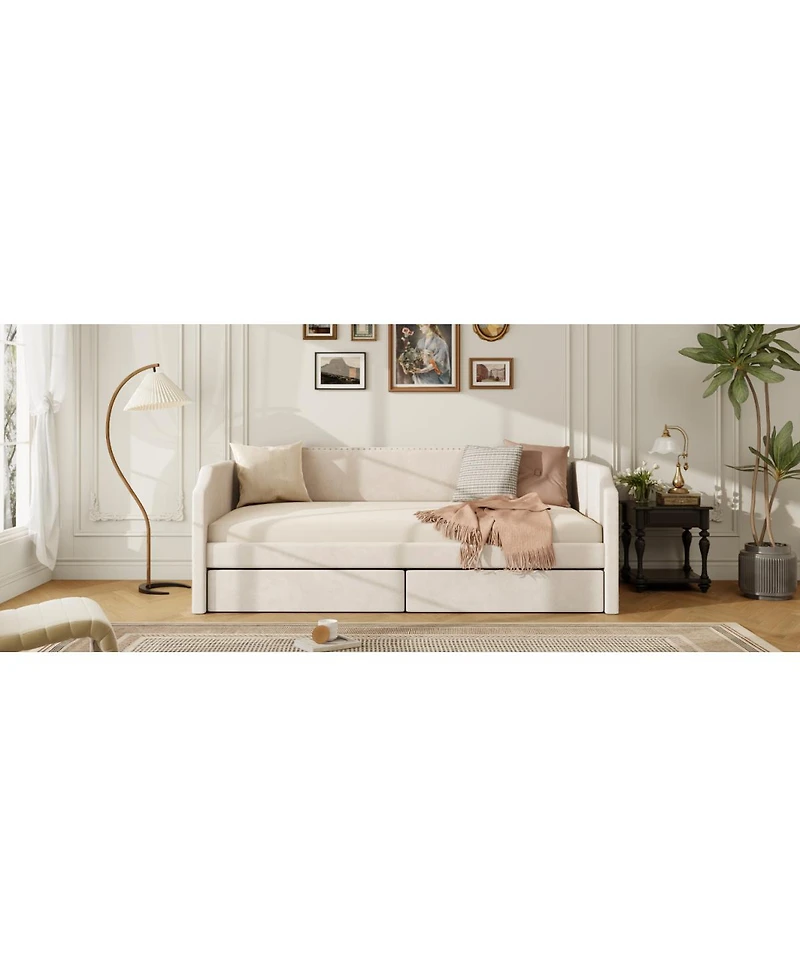 Streamdale Furniture Velvet Upholstered Daybed with 2 Drawers