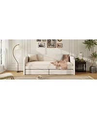 Streamdale Furniture Velvet Upholstered Daybed with 2 Drawers