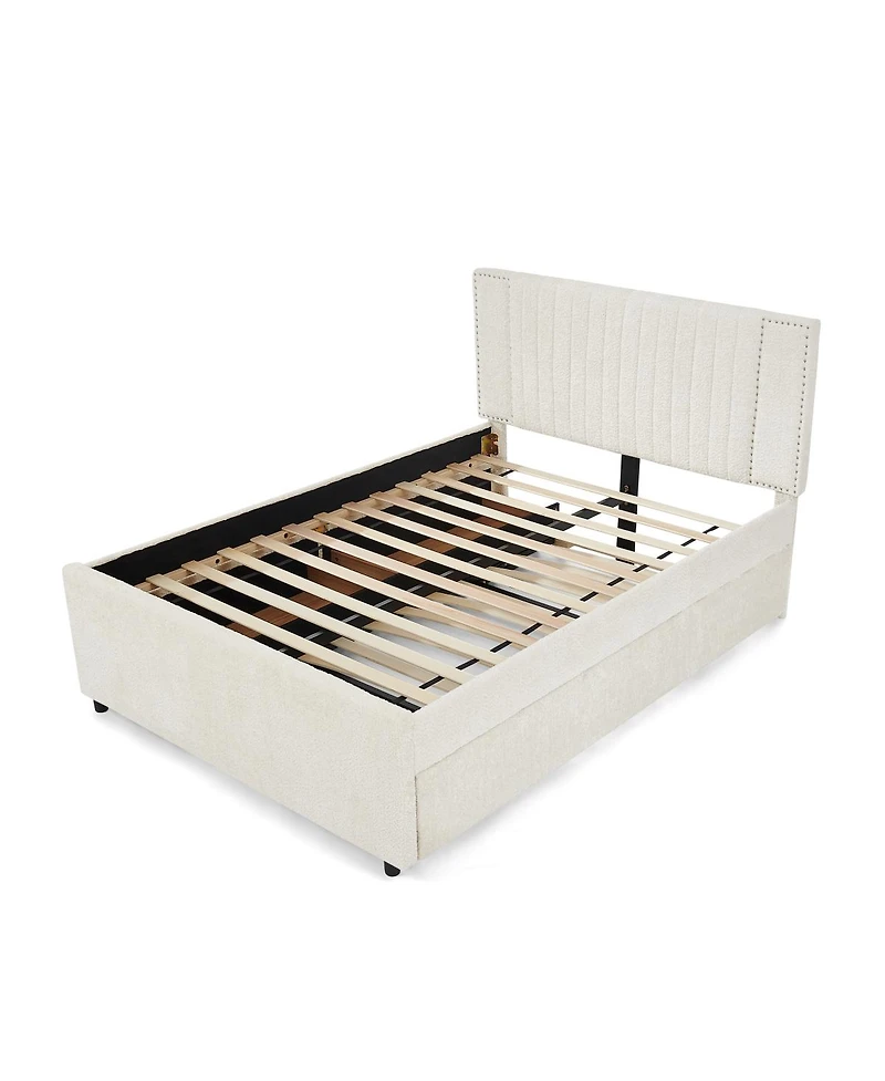 Streamdale Furniture Chenille Vertical Channel Tufted Storage Bed with Trundle