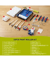 Xdovet Paint Roller Kit Extension Pole Brushes Tape Drop Cloth