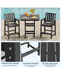 homfan 5-Piece Outdoor Dining Set – Square Table with Umbrella Hole and 4 Armrest Chairs, All-Weather Hdpe Furniture for Backyard, Deck and Patio