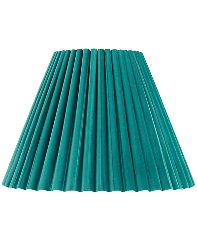 Springcrest 7" Top x 15" Bottom x 10" High x 10 3/4" Slant Lamp Shade Replacement Velvet Arc Pleated Spider Harp Finial