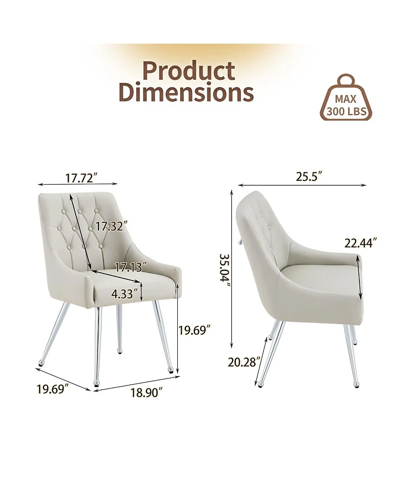 Streamdale Furniture Diamond Tufted Leather Dining Chairs