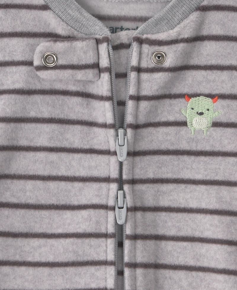 Carter's Baby Boys' Monster Striped Fleece 2-Way Zip Sleep & Play