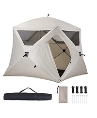 Camping Tent, 4 Person Pop-Up Instant Cabin Tent, Large Mesh Windows, 60s Quick Setup, Ventilation and Carry Bag for Family Camping Hiking