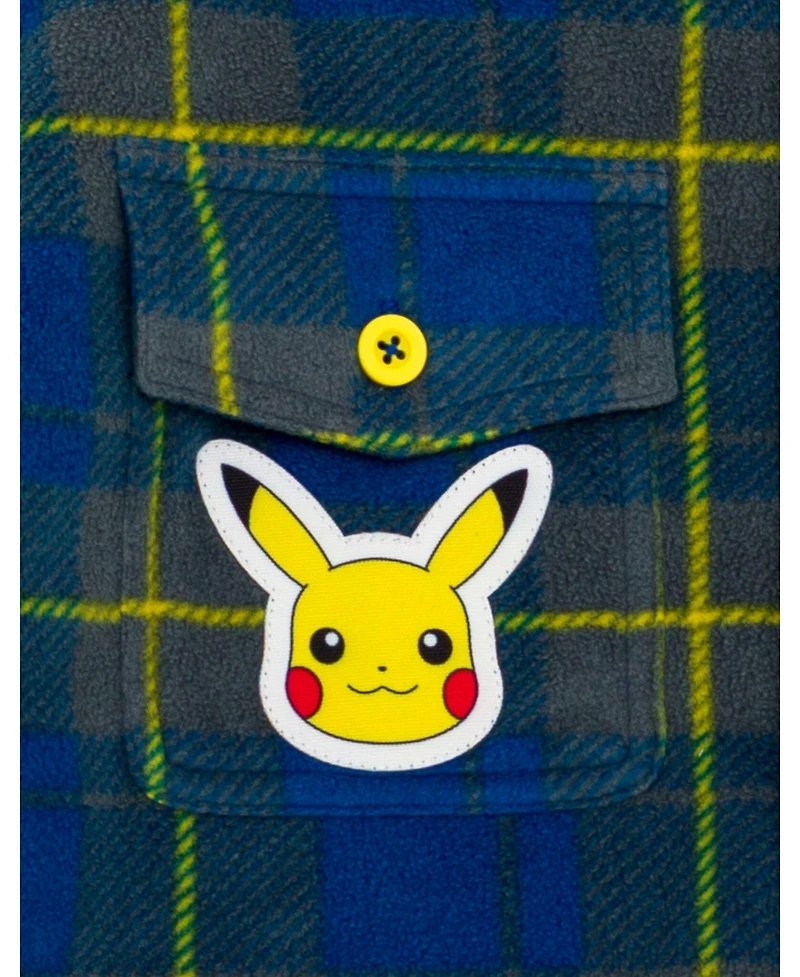 Pokemon Boy's (5-12) Pikachu Hooded Fleece Shacket