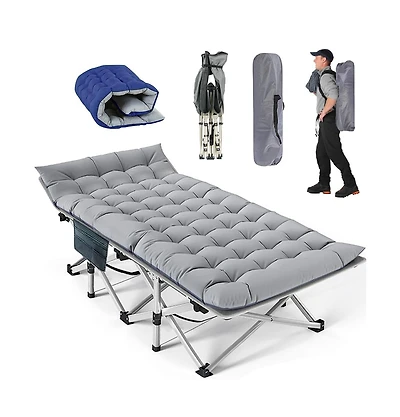 Piscifun Heavy Duty Portable Folding Camping Bed Adjustable Recline Built Pillow 500 Lbs Capacity