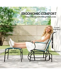 Outsunny Outdoor Glider with Ottoman, High Back Patio Glider Set