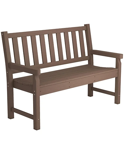 Outsunny 2-Person Outdoor Bench, Hdpe Garden Bench for Backyard
