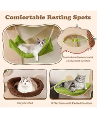 Hongge Wall-Mounted Cat Shelves Set with Cushioned Perches, 71 Inch