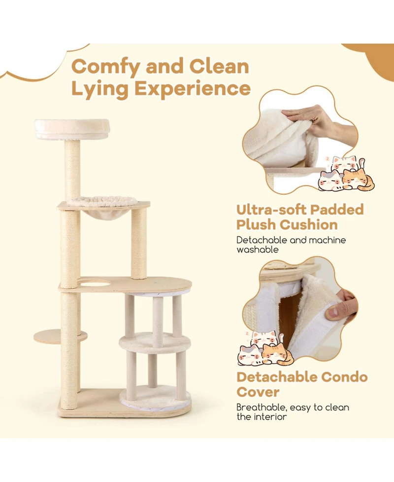 Hongge Cat Tree Tower with Two-Story Enclosed Condo