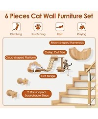 Hongge Wall-Mounted Cat Shelf Set with Suspended Cat Hammock