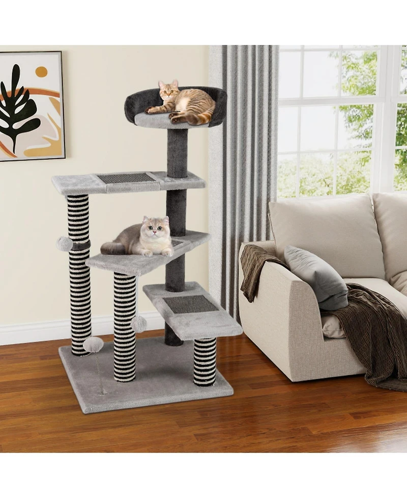 Hongge Sisal and Jute Wrapped Kitten Cat Tower, 37 Inch Tall