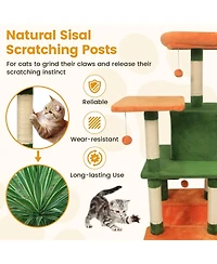 Hongge Plush 58 Inch Multi-Level Cat Tower with Hammock Lounge