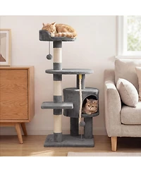 Hongge 36 Inch Kitten Cat Tower with a Round 15.5 Inch Lounging Platform