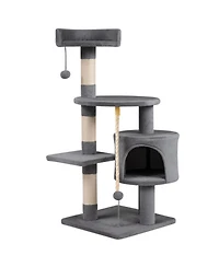Hongge 36 Inch Kitten Cat Tower with a Round 15.5 Inch Lounging Platform