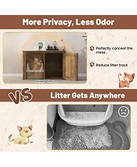 Hongge Flip-Top Hidden Cat Litter Box Enclosure with Double Barn Doors and Removable Divider