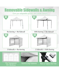 Sugift Pop Up Canopy Tent with Removable Sidewalls and Detachable Awning