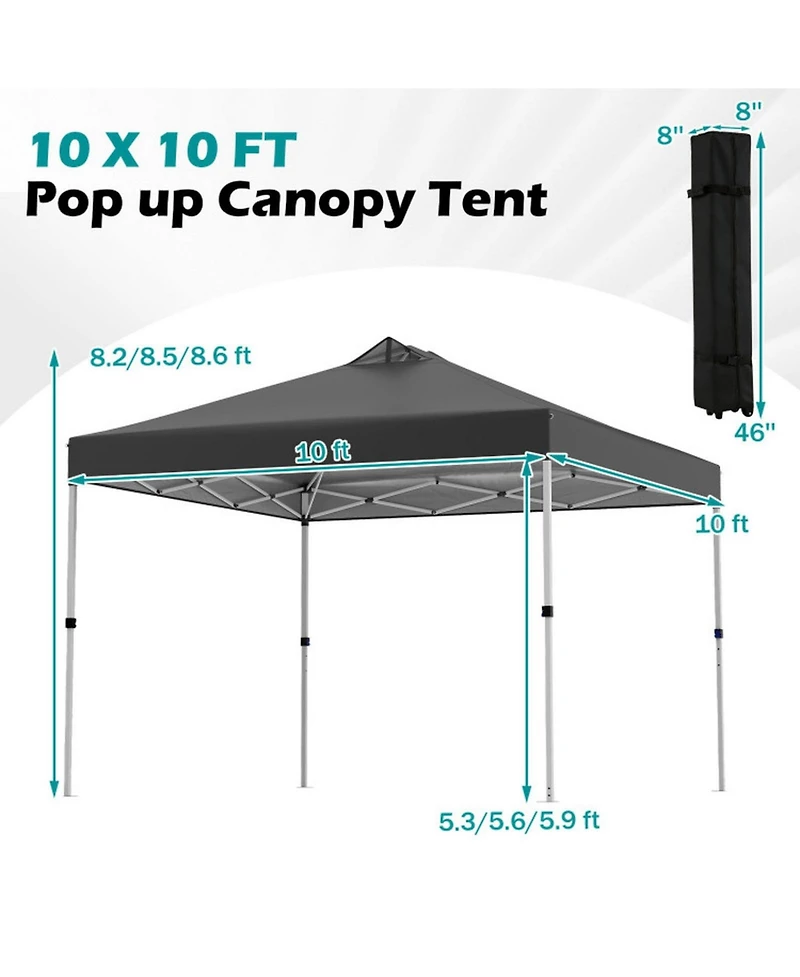 Sugift 10 x 10 feet Outdoor Commercial Pop Up Canopy Tent with One Hand Center Lock