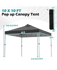 Sugift 10 x 10 feet Outdoor Commercial Pop Up Canopy Tent with One Hand Center Lock