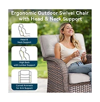 Pocassy Premium All-Weather Wicker 4 - Person Patio Conversation Set with 5in Thick Cushions