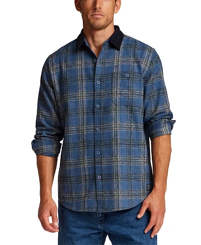 Weatherproof Vintage Men's Corduroy Collar Heavy Flannel Overshirt