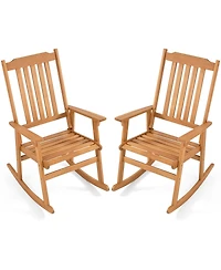 Gymax 2 Piece Outdoor Rocking Chair with High Back Wide Seat Armrests Rocker Chair