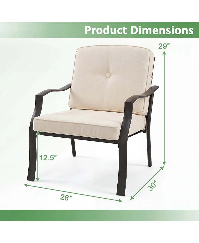 Gymax Set of Patio Metal Chairs Outdoor Dining Seat Heavy Duty with Cushions Garden