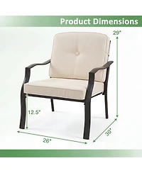 Gymax Set of Patio Metal Chairs Outdoor Dining Seat Heavy Duty with Cushions Garden