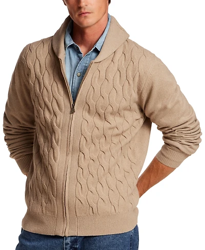 Weatherproof Vintage Men's Shawl Collar Cable Knit Sweater