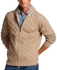 Weatherproof Vintage Men's Shawl Collar Cable Knit Sweater