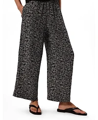 Whistles Women's Woven Grid Crop Wide-Leg Trouser