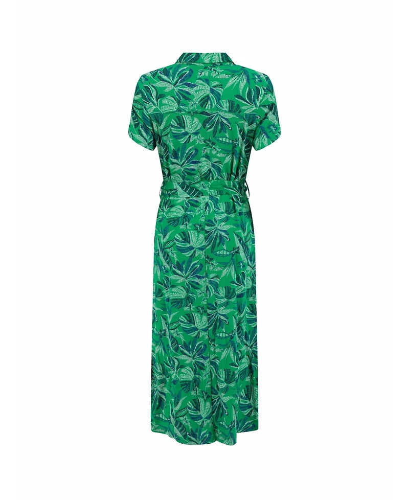 Weird Fish Women's Neem Printed Floral Midi Shirt Dress