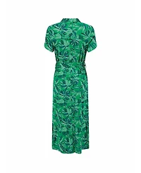 Weird Fish Women's Neem Printed Floral Midi Shirt Dress