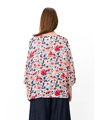 Masai Copenhagen Women's Floral 3/4-Sleeve Relaxed Tunic Blouse