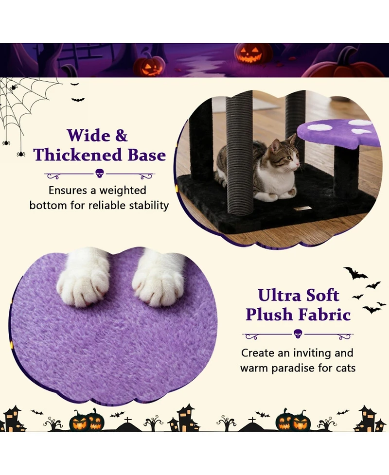 Hongge Spooky 57 Inch Cat Tower with Spider-Shaped Hanging Toy
