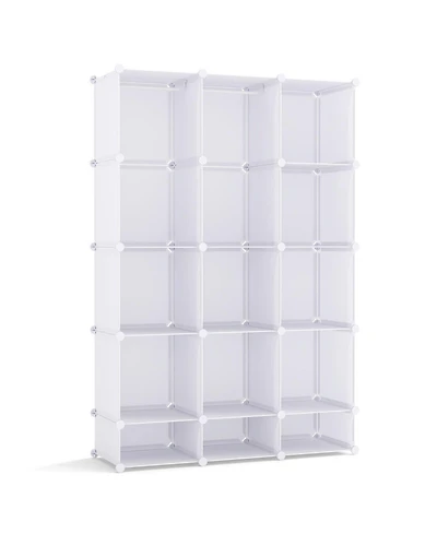 Hongge Modular Kids Wardrobe Closet with 13 Cubes Hanging Rods and Stackable Shelves