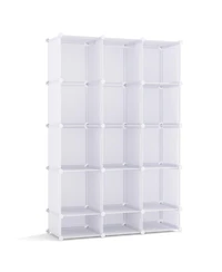 Hongge Modular Kids Wardrobe Closet with 13 Cubes Hanging Rods and Stackable Shelves